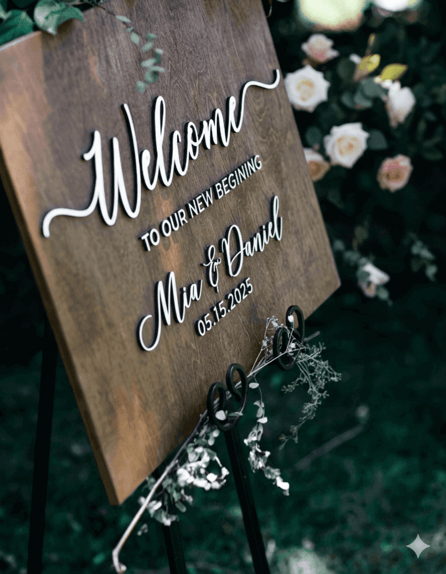 Wedding Commemorative Plaque - Wedding laser engraving project on Natural Wood